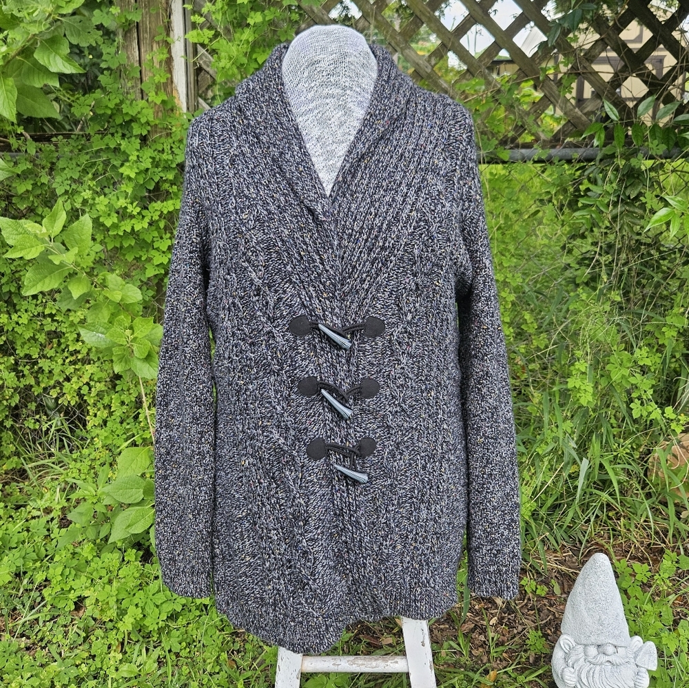 Merona Dark Gray Rainbow Confetti Heavy Knit Cardigan Sweater Large